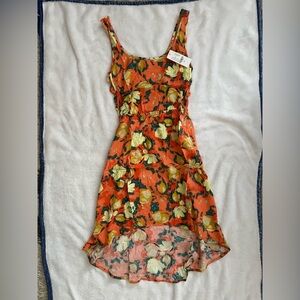NWT Kirra High Low Orange Floral Dress Pacsun size XS